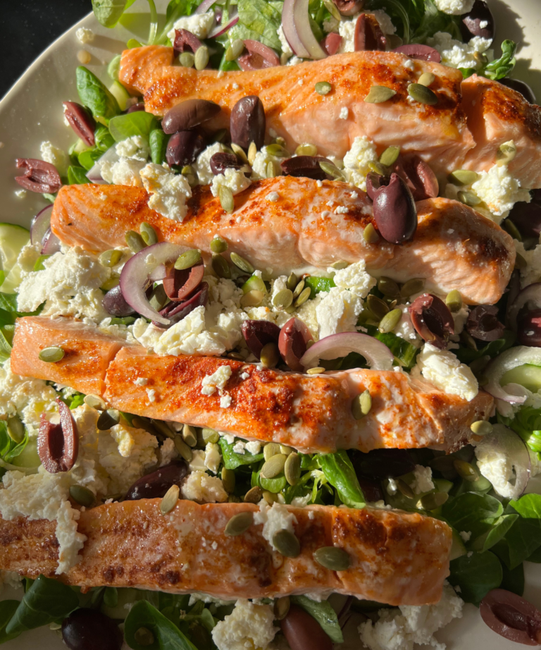 Salmon, greek salmon salad, fertility food, fertility recipes